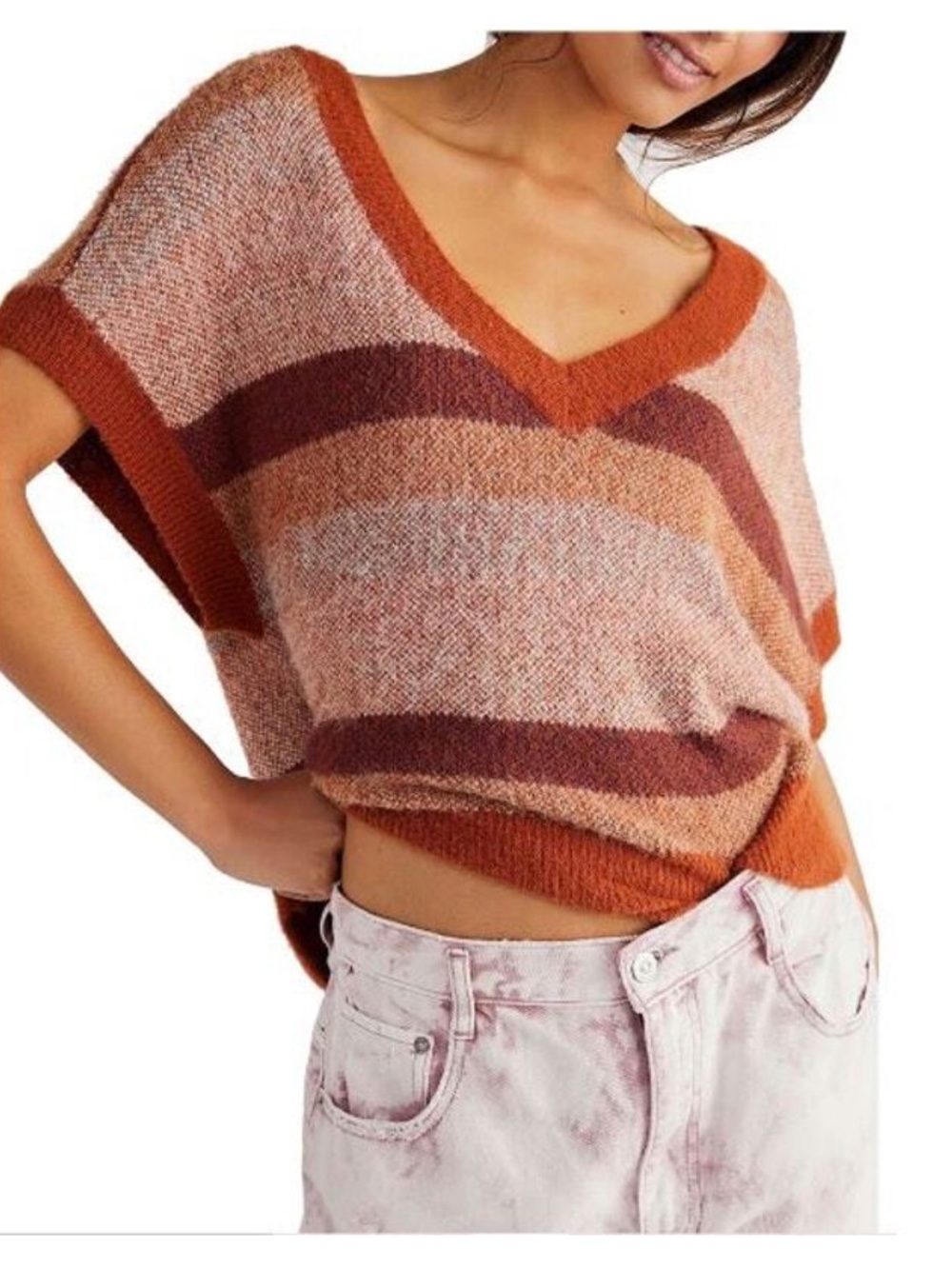 Free People Through the Motions Striped Knit Vest